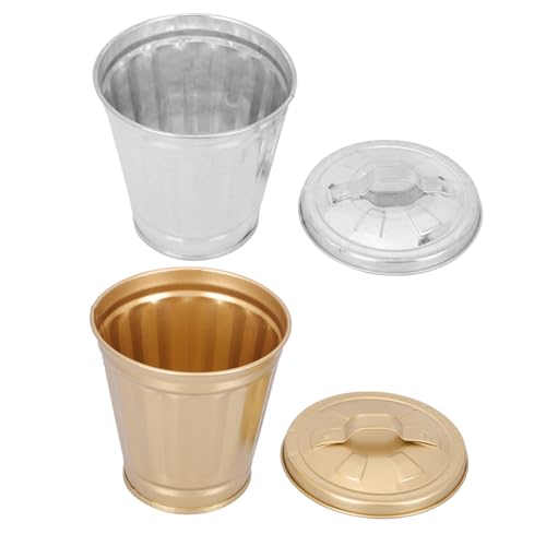 WEKAMOS 2 Stück Miniatur Mülleimer mit Deckel Kompakter Desktop Abfalleimer für Büro Schlafzimmer Küche Kleiner Tischmülleimer zur Geruchsvermeidung und Stilvollen Zufällige Farbe von WEKAMOS