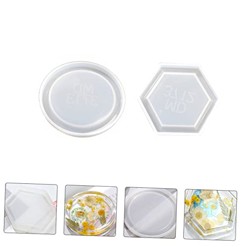 WEKAMOS 2 Stück Silikonform Tablett Teilig DIY Gießform für Epoxidharz Hexagonal Rund Langlebige Silikonformen für Kunsthandwerk Aufbewahrung Dekorative Schalen Robust und Sicher von WEKAMOS