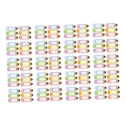 WEKAMOS 20 Blatt Bunte Bleistift Namensetiketten Selbstklebende Beschreibbare Aufkleber für Schreibtische Schulmaterialien und Pinnwände zur Organisation im Klassenzimmer Hause von WEKAMOS