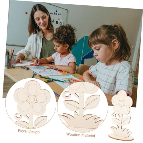 WEKAMOS 20 Stck Teiliges Unbemalte Holzblumen zum Basteln Robuste aus Naturbelassenem Holz für DIY Dekoration Leichte Holzblumen zum Bemalen und Kreative Handwerksprojekte von WEKAMOS