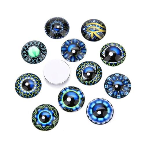 WEKAMOS 20 Stück Runde Glas Cabochon Patches Blau DIY Schmuckmaterial für Schmuckdesign Uhr Dekorationen Handwerk Zubehör Langlebig und Vielseitig von WEKAMOS