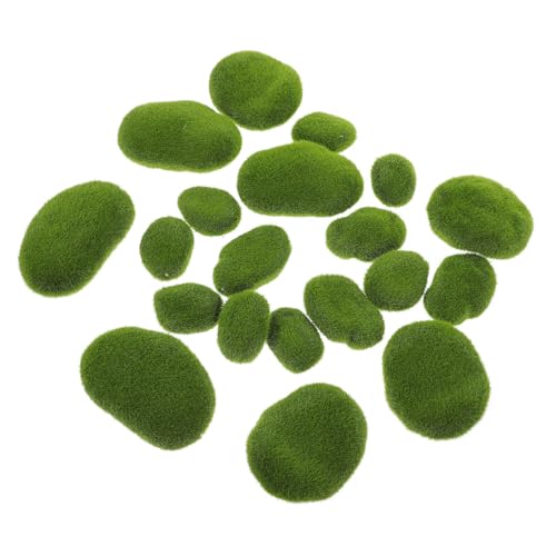 WEKAMOS 20 Stück Teiliges Künstliche Moossteine Dekorative Grüne Kunststeine in Verschiedenen Langlebig und Realistisch für Zimmerpflanzen DIY Mikro gärten und Wandbegrünung von WEKAMOS