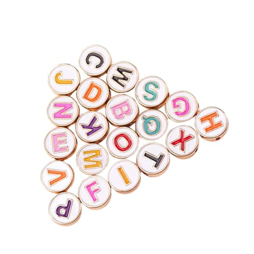 WEKAMOS 20 Stück Teiliges Metall Buchstaben Perlen Bunte Flache Runde Schmuckperlen für DIY Armbänder Halsketten Freundschaftsarmbänder Basteln WEKAMOS 20 Stück Teiliges Metall Buchstaben Perlen Bunte Flache Runde Schmuckperlen für DIY Armbänder Halsketten Freundschaftsarmbänder Basteln von WEKAMOS