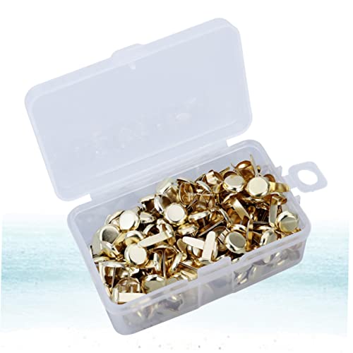 WEKAMOS 200 Stück Elektropolierte Metall Brads für Bastelarbeiten Rundkopf Klammern Gold für Scrapbooking und DIY Projekte mit Aufbewahrungsbox von WEKAMOS