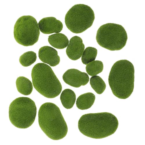 WEKAMOS 25 Stück Teiliges Künstliche Mooskugeln und Moossteine in Realistische Grüne Dekosteine für Feengärten Blumenarrangements Bonsai und DIY Basteln Dauerhaft Grün Pflegefrei von WEKAMOS