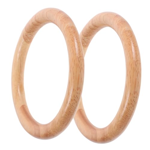 WEKAMOS 2Stücke Runde Holz Griffe für Handtaschen Teiliges Dekorativer Taschengriff Glattem Holz für DIY Handgewebte Taschen und Zubehör für Bastelprojekte von WEKAMOS
