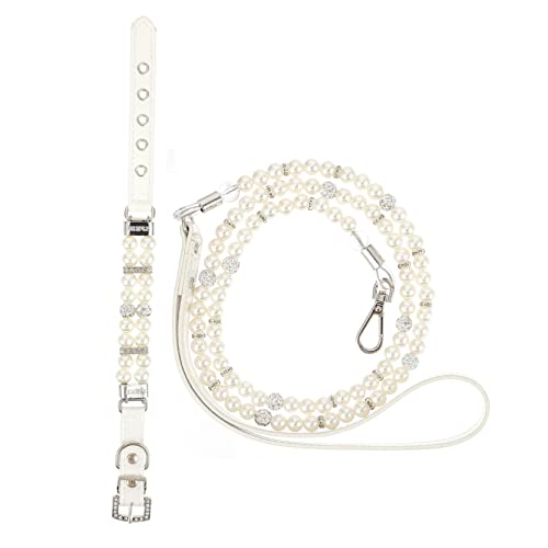WEKAMOS 2Stücke Verstellbares Hundehalsband und Set für Welpen Teiliges Set mit Einzigartigem Perlendesign für Partys und Besondere Anlässe von WEKAMOS