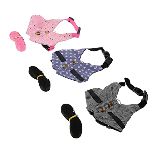 WEKAMOS 3 Sätze Kaninchenkostüm Set mit Geschirr und Leine Teiliges Set für Kleine Haustiere Atmungsaktiv Leicht und Bequem für Alltagsgebrauch und Themenpartys von WEKAMOS