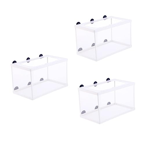 WEKAMOS 3 Stück Fischzuchtbox mit Saugnäpfen Weiß Großer Aquarium Inkubator mit Feinem Netz für Sichere Aufzucht Isolierende Brutbox für Tropische Fische Leicht zu Reinigen und Einfach zu von WEKAMOS