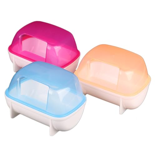 WEKAMOS 3 Stück Hamster Sandbad Teilig Langlebiger Kunststoff Sandkasten mit Abnehmbarem Aufsatz Auslaufsicher Kompakt und Leicht für Hamster Mäuse und Kleine Haustiere Zufällige Farbe von WEKAMOS