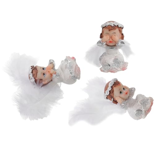 WEKAMOS 3 Stück Miniatur Engel Figurine Resin Mädchen Skulptur Europäischer Stil Weihnachtsdeko für Bücherregal Kamin Tisch Festliche Wohnraumgestaltung von WEKAMOS