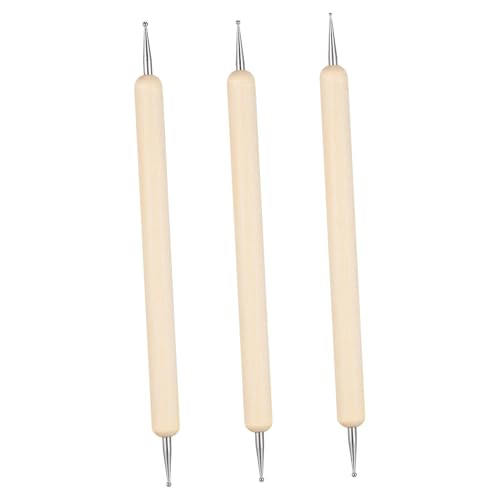 WEKAMOS 3 Stück Teiliges Ball Stylus Werkzeugset für Prägen Modellieren und Töpfern für Kunstprojekte und Skulpturen mit Holzgriff und Edelstahlkugelenden WEKAMOS 3 Stück Teiliges Ball Stylus Werkzeugset für Prägen Modellieren und Töpfern für Kunstprojekte und Skulpturen mit Holzgriff und Edelstahlkugelenden von WEKAMOS