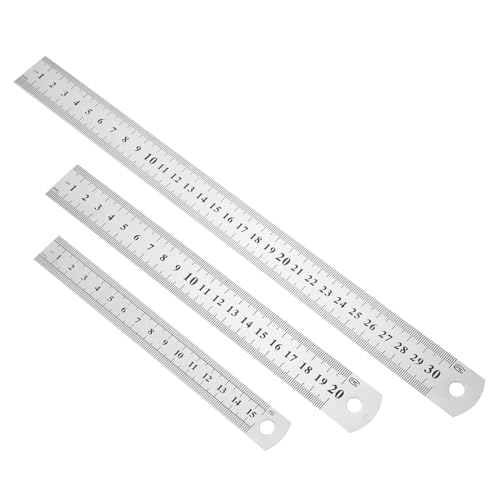 WEKAMOS 3 Stück Teiliges Edelstahl lineal mit Doppelseitiger Skalenanzeige Präzisions messlineal für Zeichnen Handwerk Büro und Ingenieurwesen Robustes Tragbares Zeichenlineal für von WEKAMOS