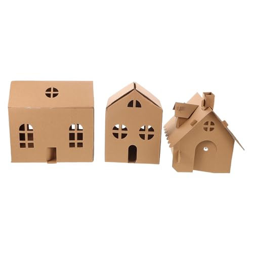 WEKAMOS 3-teiliges Miniatur-puppenhaus-bastelset: Diy-papphaus Für Kinder – Regt Die Fantasie Und Die Feinmotorik Für Aktivitäten Im Klassenzimmer Und in Den Ferien An von WEKAMOS