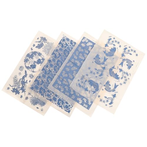 WEKAMOS 4 Blätter Hochtemperatur Transferpapier für Keramikdekore für DIY Glasurfarbendekore von WEKAMOS