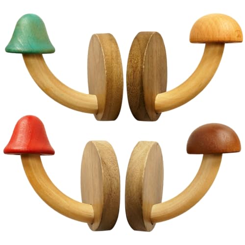 WEKAMOS 4 Stück Holz Haken Selbstklebende Pilz Kleiderhaken für Bad Schlafzimmer und Flur Praktische Wandhaken für Handtücher Hüte und Taschen Einfache Montage ohne Bohren WEKAMOS 4 Stück Holz Haken Selbstklebende Pilz Kleiderhaken für Bad Schlafzimmer und Flur Praktische Wandhaken für Handtücher Hüte und Taschen Einfache Montage ohne Bohren von WEKAMOS