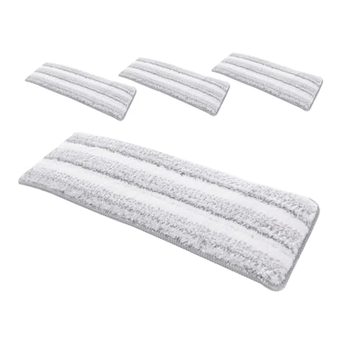 WEKAMOS 4 Stück Mikrofaser Ersatzmopp Pads mit Gestreiftem Hartborsten Design Waschbare Selbstklebende Bodenwischer Nachfüllungen Hochsaugfähige Schwamm Pads für Holzböden und Starke von WEKAMOS