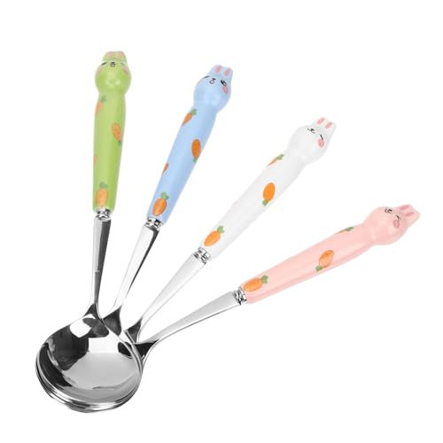WEKAMOS 4 Stück Teilig mit Niedlichem Hasen Design für Desserts Eiscreme Servierlöffel Handlich und Geschmackvoll für Täglichen Gebrauch von WEKAMOS