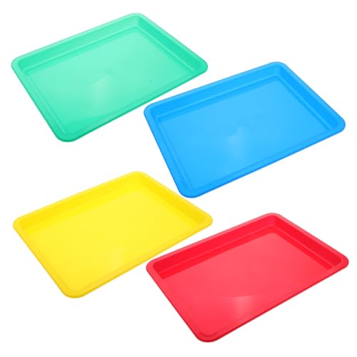 WEKAMOS 4 Stück Teiliges Kleine Bunte Kunststoff Aktivitäts tabletts Stapelbar Leichtes Organizer tablett für DIY Kunsthandwerk Schulprojekte Sicher und Vielseitig Verwendbar von WEKAMOS