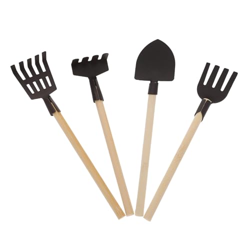 WEKAMOS 4 Stück Teiliges Mini Gartenwerkzeug für Schaufel Rechen Mini Forke Multifunktionale Gartenspielzeuge für Puppenhaus Robust Sicher für DIY Projekte von WEKAMOS