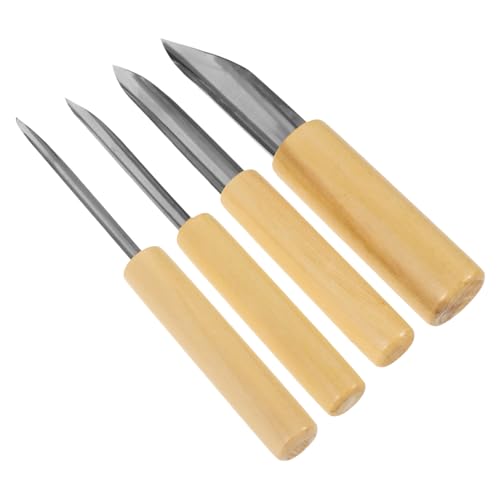 WEKAMOS 4 Stück Teiliges Tonlochstanzer mit Holzgriff Halbrunde Polymer Clay Sculpting Werkzeuge Präzise Töpferwerkzeuge für Keramikskulpturen Leicht Robust für DIY Modellierung von WEKAMOS