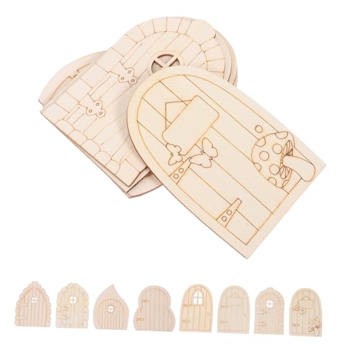 WEKAMOS 40 Stück Mini Holz Feentüren DIY Unlackiert für Garten Baum Figuren Puppenhaus Dekoration Naturholz Bastelornamente Rustikale Unfertige Miniatur Türen für Party Geburtstag Hochzeit von WEKAMOS