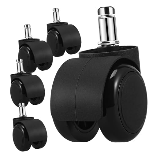 WEKAMOS 5 Stück Bürostuhlrollen Leise Möbelrollen Robust Geeignet für Harte Böden Teppich Vinyl zur Einfachen Anbringung und Möbelersatz von WEKAMOS