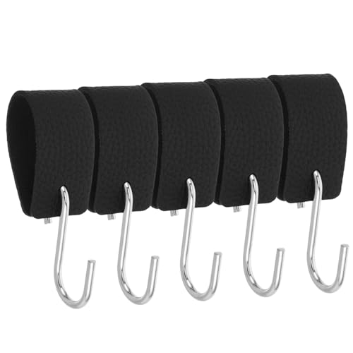WEKAMOS 5 Stück PU S haken Metall Robust Vielseitig Garderobenhaken für Büro Küche Bad Schlafzimmer Camping Outdoor Aufhänger Kleidung Organizer von WEKAMOS