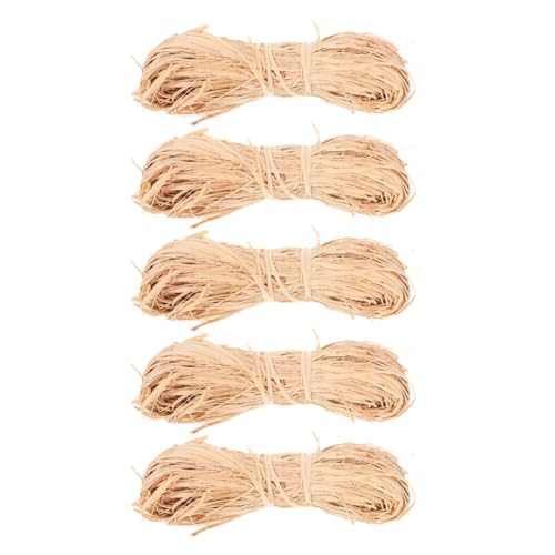 WEKAMOS 5 Stück Teiliges Natur-raffia-grasband für Floristen Langlebiges Bastband aus Nachhaltigem Naturmaterial Vielseitig für Blumensträuße Diy-basteln Geschenkverpackung Kreative von WEKAMOS