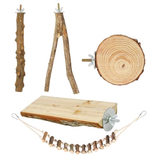 WEKAMOS 5 Stück Teiliges Papageienspielzeug aus Natürlichem Holz mit Robusten Sitzstangen Kletterleiter und Vielseitigem Vogelkäfig Zubehör Geeignet für Wellensittiche Nymphensittiche WEKAMOS 5 Stück Teiliges Papageienspielzeug aus Natürlichem Holz mit Robusten Sitzstangen Kletterleiter und Vielseitigem Vogelkäfig Zubehör Geeignet für Wellensittiche Nymphensittiche von WEKAMOS