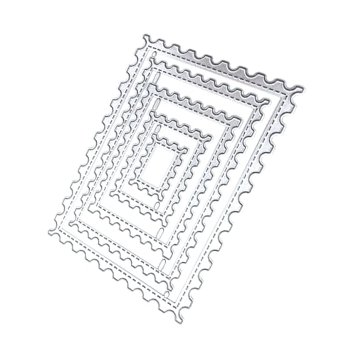 WEKAMOS 5 Stück Teiliges Rechteckige Metall Stanzschablonen Silberne Prägeschablonen für Papier Karton und Album Präzise DIY Schneidevorlagen für Scrapbooking und Kartenherstellung von WEKAMOS