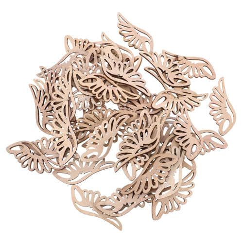 WEKAMOS 50 Stück Natürliche Holz Engelsflügel Ausschneideformen aus Robustem Holz Vielseitige Bastelverzierung für DIY Hochzeitsprojekte Weihnachtsbaumschmuck und Kreative von WEKAMOS