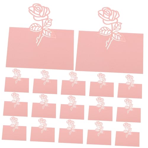 WEKAMOS 50 Stück Platzkarten Rosa mit Rosen Hochzeit Sitzplatzkarten für Empfang Dinner Party Banquet Glatte Schreibfläche Romantisches Design Vielseitig Einsetzbar von WEKAMOS