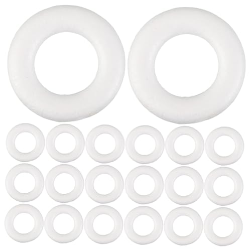 WEKAMOS 50 Stück Schaumstoffkranz Ringe für Basteln Wreath Hoop Polystyrol Rundform DIY Hochzeit Weihnachtsdeko Party Vielseitig Gestaltbar von WEKAMOS