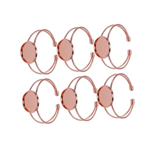 WEKAMOS 6 Stück Runde Kupfer Y Form Verstellbare Armbandrohlinge in Roségold für DIY Schmuckherstellung Langlebig Rostfrei für Perlen und Drahtarmbänder von WEKAMOS