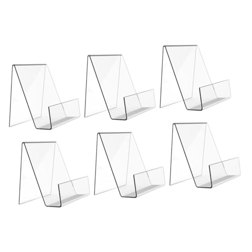 WEKAMOS 6 Stück Teiliges Acryl Buchständer Transparent Magazin Display Ständer Stabile Aufsteller für Kalender und Bücher Schreibtisch Organizer aus Langlebigem Acryl Material von WEKAMOS
