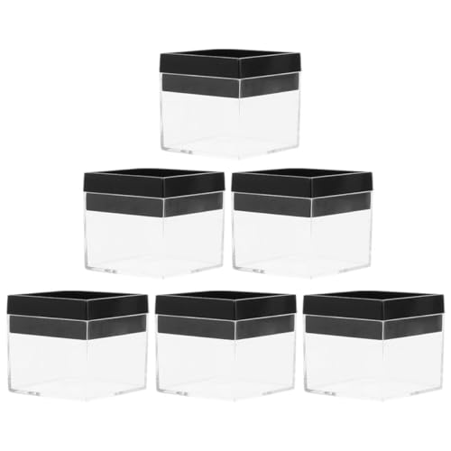 WEKAMOS 6 Stück Teiliges Transparent Box für Mineralien und Schmuckaufbewahrung Quadratische Aufbewahrungsbox mit Durchsichtigen Deckeln für Sammlungen und Organisation von WEKAMOS