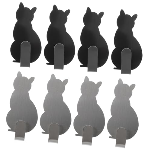 WEKAMOS 8 Stück Teiliges Katzenförmige Selbstklebende Wandhaken aus Metall Kratzfest Platzsparend Geeignet für Bad Schlafzimmer Tür und Kleiderschrank Dekorative Wandaufbewahrung von WEKAMOS