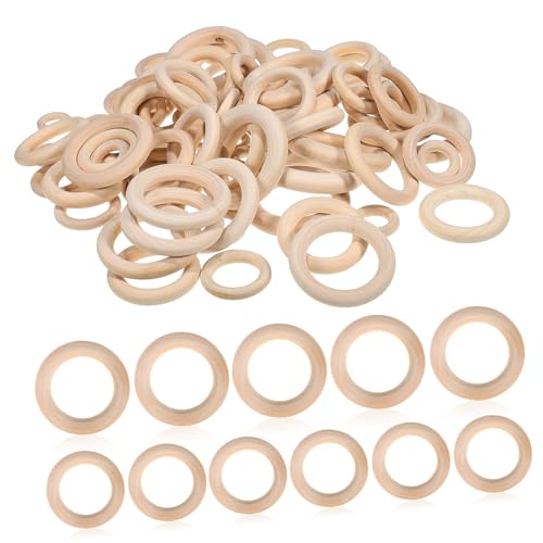 WEKAMOS 80 Stück Teiliges Unbehandelte Holzringe Verschiedene Solide Bastelringe Für Makramee Schmuck DIY Dekoration Holz Craft Circles WEKAMOS 80 Stück Teiliges Unbehandelte Holzringe Verschiedene Solide Bastelringe Für Makramee Schmuck DIY Dekoration Holz Craft Circles von WEKAMOS