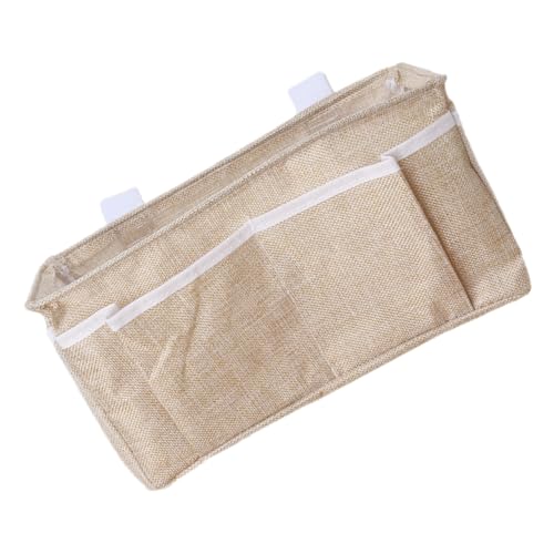 WEKAMOS Bett Organizer Hängend Baumwolle Leinen Aufbewahrungstasche Großes Fassungsvermögen Mit Mehreren Fächern Für Studentenwohnheim Schlafzimmer Schlüssel Bücher Handy von WEKAMOS