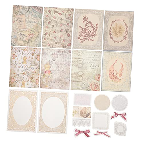 WEKAMOS DIY Bastelmaterial Set Vintage Spitze Material Paket für Scrapbooking und Handbuchgestaltung Selbstklebende Aufkleber für Kreative Projekte und Kartenherstellung von WEKAMOS