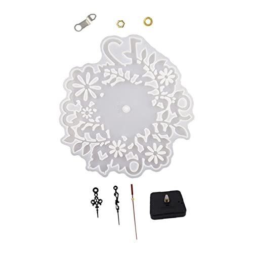 WEKAMOS DIY Blumen Uhr Silikonform mit Uhrwerk Epoxidharz Gießset für Blumen Dekorationen und Einzigartige Uhrenprojekte Großes Format Einfach zu Verwenden von WEKAMOS