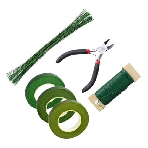 WEKAMOS DIY Blumenbindedraht Set Teilig mit Blumendraht Papierwickeldraht Doppelseitigem Klebeband und Schere für Trockenblumen Basteln Floristik Zubehör für Kreative DIY Projekte von WEKAMOS