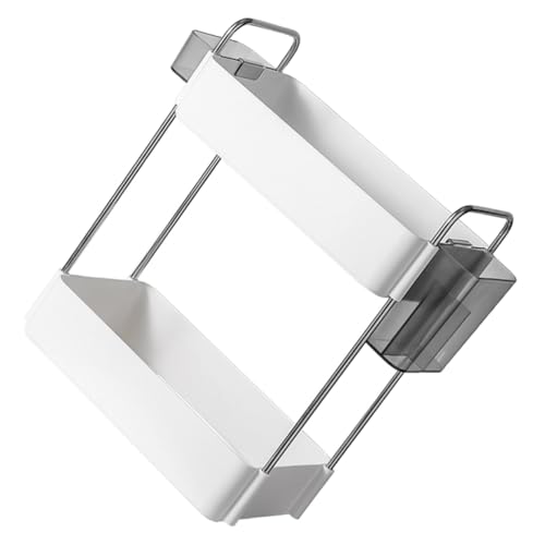 WEKAMOS Doppelstöckiges Kosmetikregal mit Hängekorb Multifunktionaler Bad Organizer aus Robustem Material Weißes Aufbewahrungsregal für Badezimmer Schminktisch und Büro Modernes Design von WEKAMOS