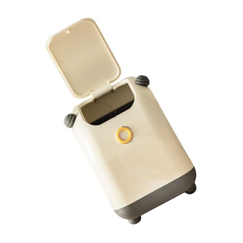 WEKAMOS Eleganter Kleiner Tischabfalleimer mit Deckel Stabiler Desktop Mülleimer für Büro Wohnzimmer und Schlafzimmer Kompakter Weißer Abfallbehälter für Müll von WEKAMOS