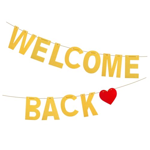 WEKAMOS Glitzerndes Gold Welcome Back Banner Leichtes Party Dekobanner mit Herzförmigen Mustern Langlebiges für Schulanfang Klassenzimmer und Heimdekoration WEKAMOS Glitzerndes Gold Welcome Back Banner Leichtes Party Dekobanner mit Herzförmigen Mustern Langlebiges für Schulanfang Klassenzimmer und Heimdekoration von WEKAMOS