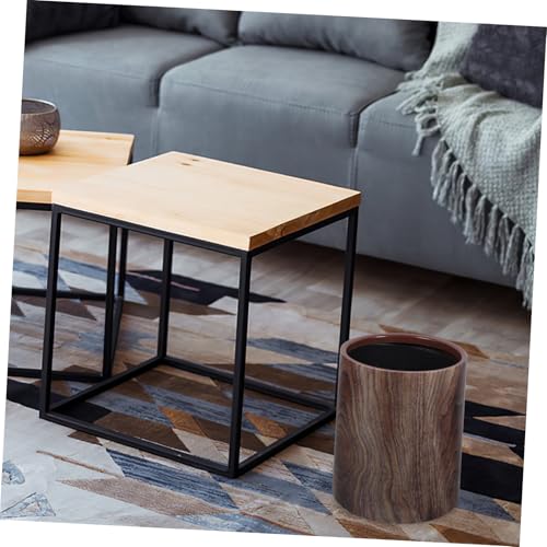 WEKAMOS Großer Abfalleimer ohne Deckel Runder Müllbehälter mit Glatter Oberfläche und Eleganter Holzoptik für Küche Badezimmer Büro und Wohnräume Einfach zu Reinigen und Geruchshemmend von WEKAMOS