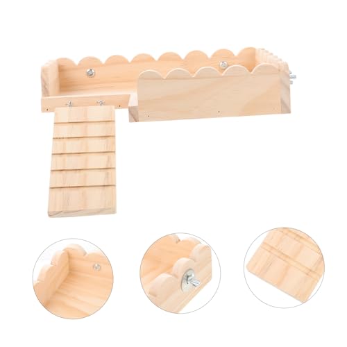WEKAMOS Hamster Holzplattform mit Leiter Stabile Kletterplattform für Kleintierkäfig Meerschweinchen Rennmaus Zubehör Langlebig und Installieren von WEKAMOS