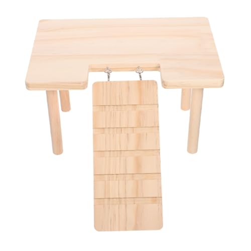 WEKAMOS Hamster Holzplattform mit Leiter Stabiles Holzloft für Kleintierkäfig Multifunktionales Aktivitätsspielzeug zum Klettern und Ausruhen als Spielplatz zubehör für Hamster und Kleine von WEKAMOS