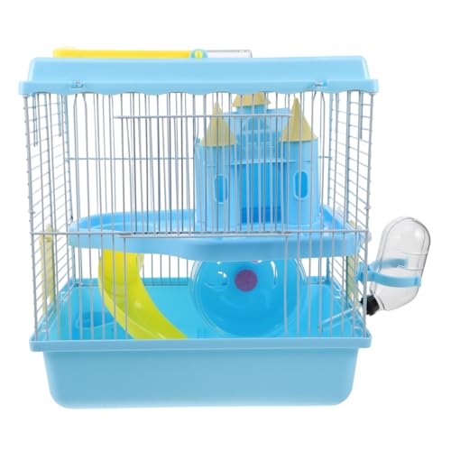 WEKAMOS Hamsterkäfig Schloss mit Laufrad Rutsche Wasserflasche Futternapf Tragbarer Kleintierkäfig für Hamster Zwerghamster Mäuse Gerbils Haustier Zubehör von WEKAMOS